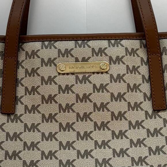 Michael Kors Signature Emry Large Tote Bag Zip Closure Shoulder Handbag Brown - Picture 11 of 13